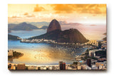 Sinus Art Wandbild 120x80cm Spektakuläre Aussicht auf die Bucht von Rio mit dem Zuckerhut im Licht der Abendsonne