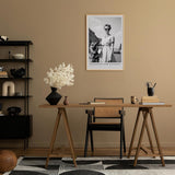 Paul Sinus Leinwandbild 60x90cm Leinwandbild Eleganz und Loyalität – Stilvolle Schwarz-Weiß-Fotografie mit Frau und treuem Hund, Retro-Charme