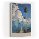 Paul Sinus Wandbild in 40x60cm The Sky Road mit Palmenallee und dramatischem Wolkenhimmel vor blauen Bergen für eindrucksvolle Wandgestaltung
