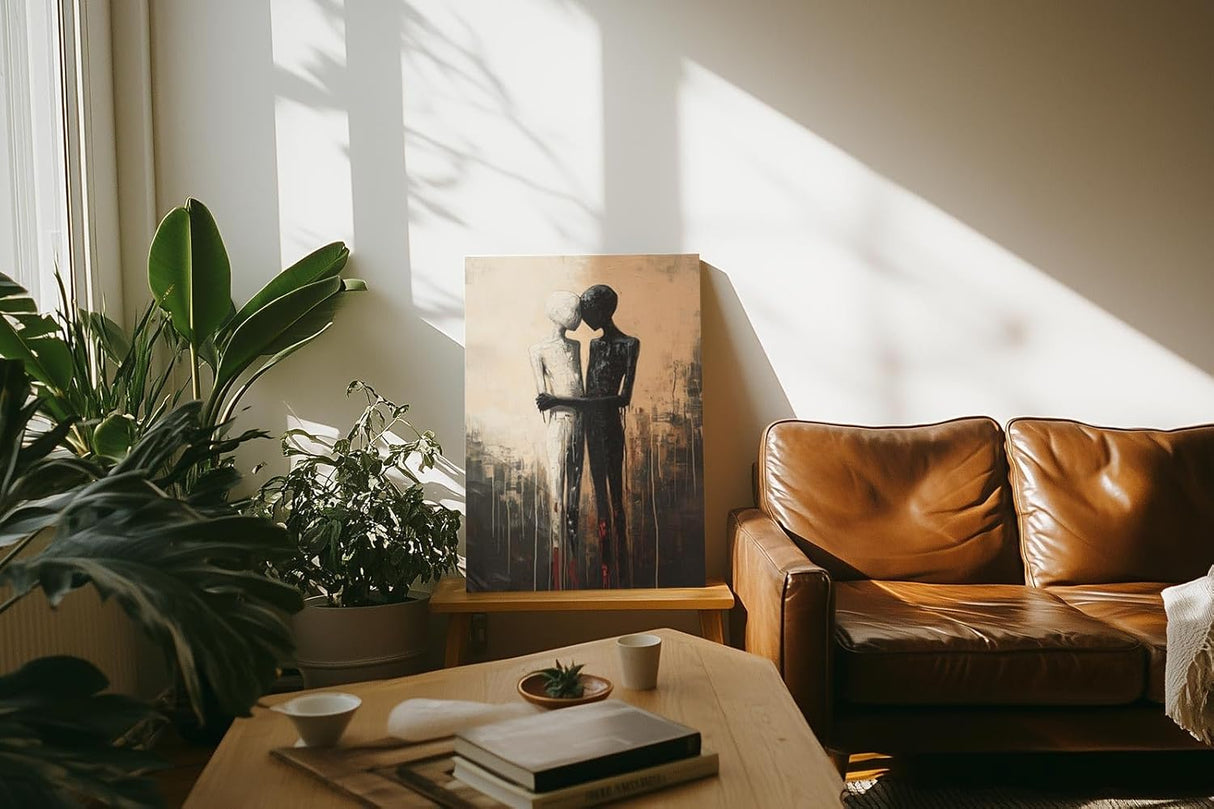Paul Sinus 60x90cm Wandbild Pure Emotion – Ausdrucksvolle Umarmung als tiefgründiges Fokuskunstwerk auf Leinwand