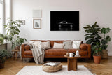 Sinus Art Wandbild 120x80cm Eleganter Oldtimer im minimalistischen Lichtspiel – Symbol für Zeitlosigkeit und Stil