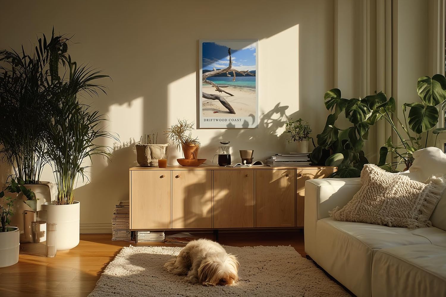 Paul Sinus Kunstdruck 40x60cm Driftwood Coast Strand Meer Treibholz Natur Türkis Fotografie