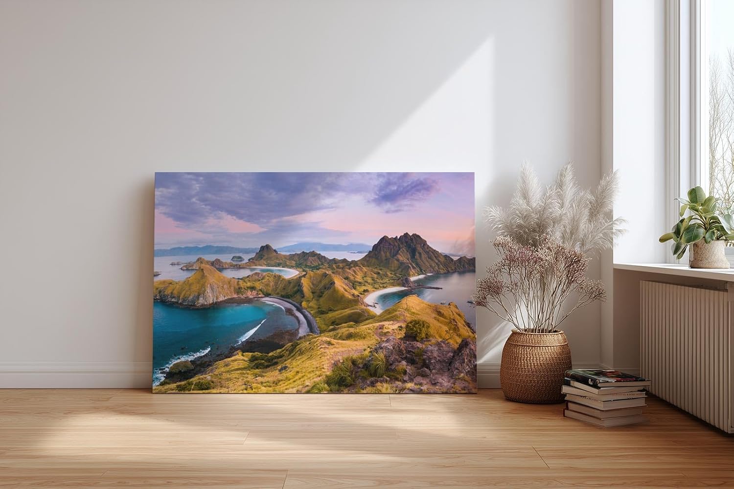 Sinus Art Wandbild 120x80cm Beeindruckende Inselkulisse mit türkisblauen Buchten und weiten Hügelzügen
