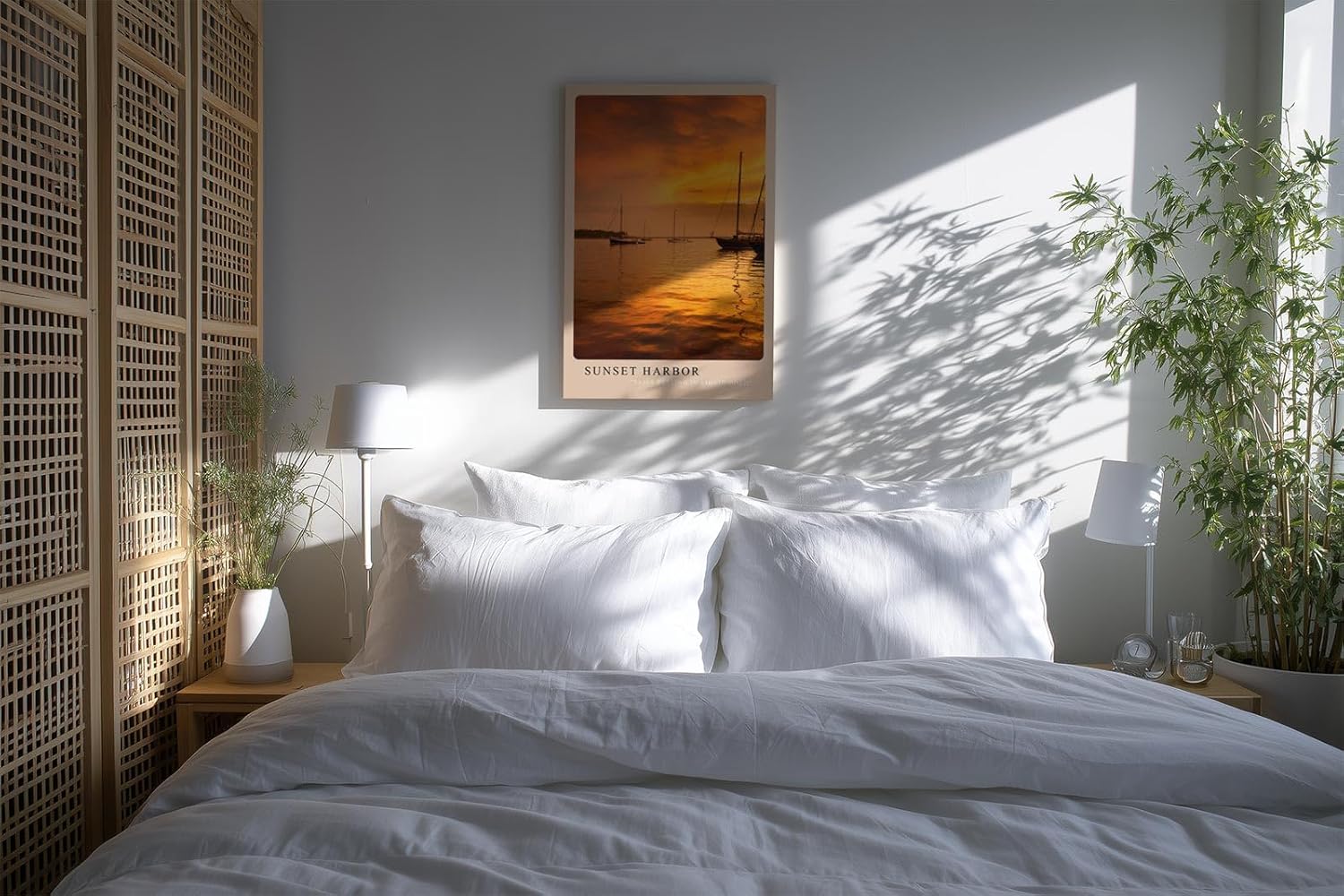 Paul Sinus Kunstdruck 40x60cm Sunset Harbor – Segelboote bei Sonnenuntergang im goldenen Abendlicht auf ruhigem Wasser