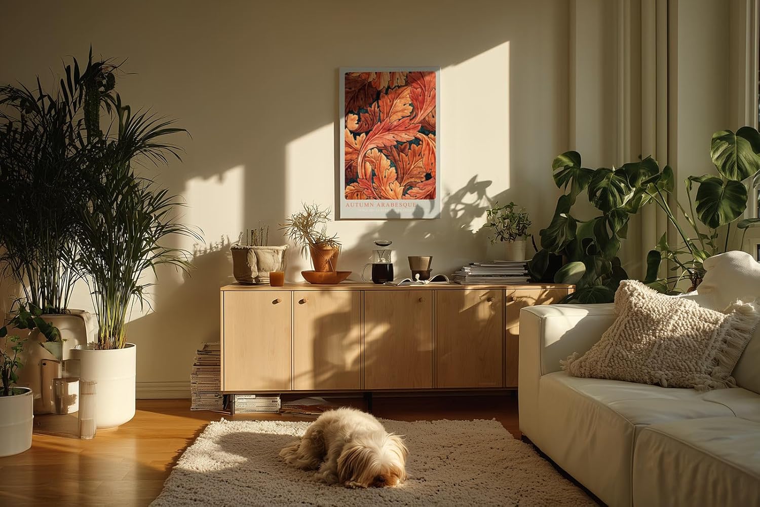 Paul Sinus Kunstdruck 40x60cm Autumn Arabesque herbstliche Blätterpracht in warmen Orange- und Brauntönen mit Ornamentstruktur