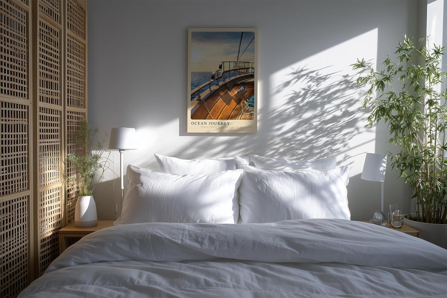Paul Sinus Kunstdruck 40x60cm Ocean Journey mit Holzdeck eines Segelboots und Blick aufs offene Meer