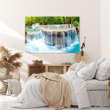 Paul Sinus Wandbild 120x80cm Erawan Falls Thailand Wasserfälle im Dschungel Natur