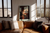 Paul Sinus Wandbild in 40x60cm A Journey to Love – Frau im Zug mit Blick auf den Eiffelturm, warmes Abendlicht, romantisches Paris-Motiv im Vintage-Stil