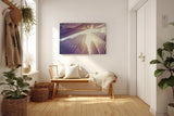 Sinus Art Wandbild 120x80cm Gigantische Hochhäuser treffen auf strahlenden Himmel im vertikalen Blickwinkel