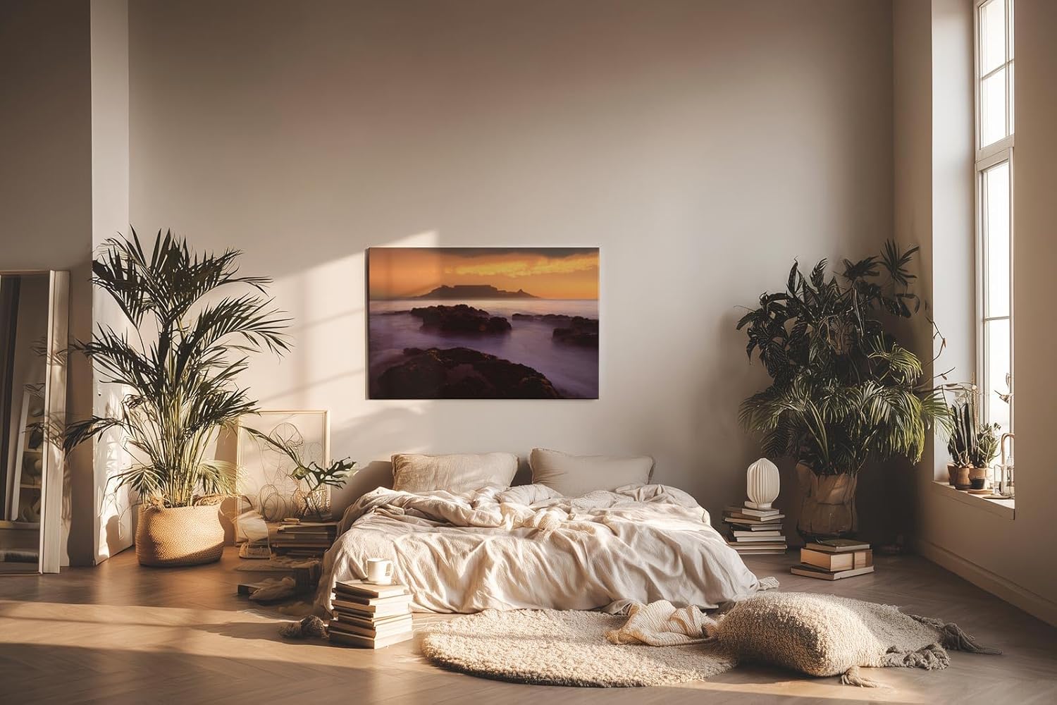 Sinus Art Wandbild 120x80cm Faszinierende Silhouette des Tafelbergs in goldener Abendstimmung