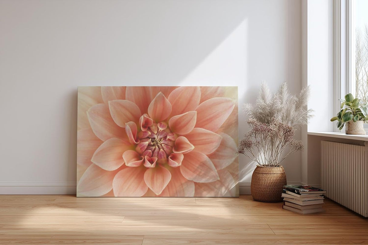 Sinus Art Wandbild 120x80cm Zentrierte Dahlienblüte mit perfekter Symmetrie und weicher Textur