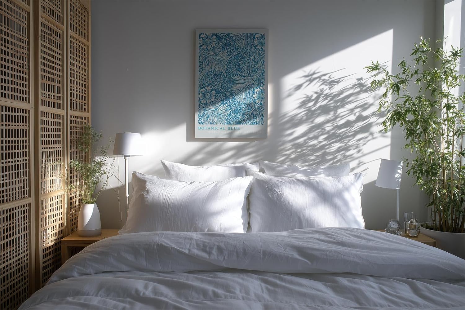 Paul Sinus Kunstdruck 40x60cm Botanical Blue florales Ornament in Blau und Weiß für stilvolle Räume