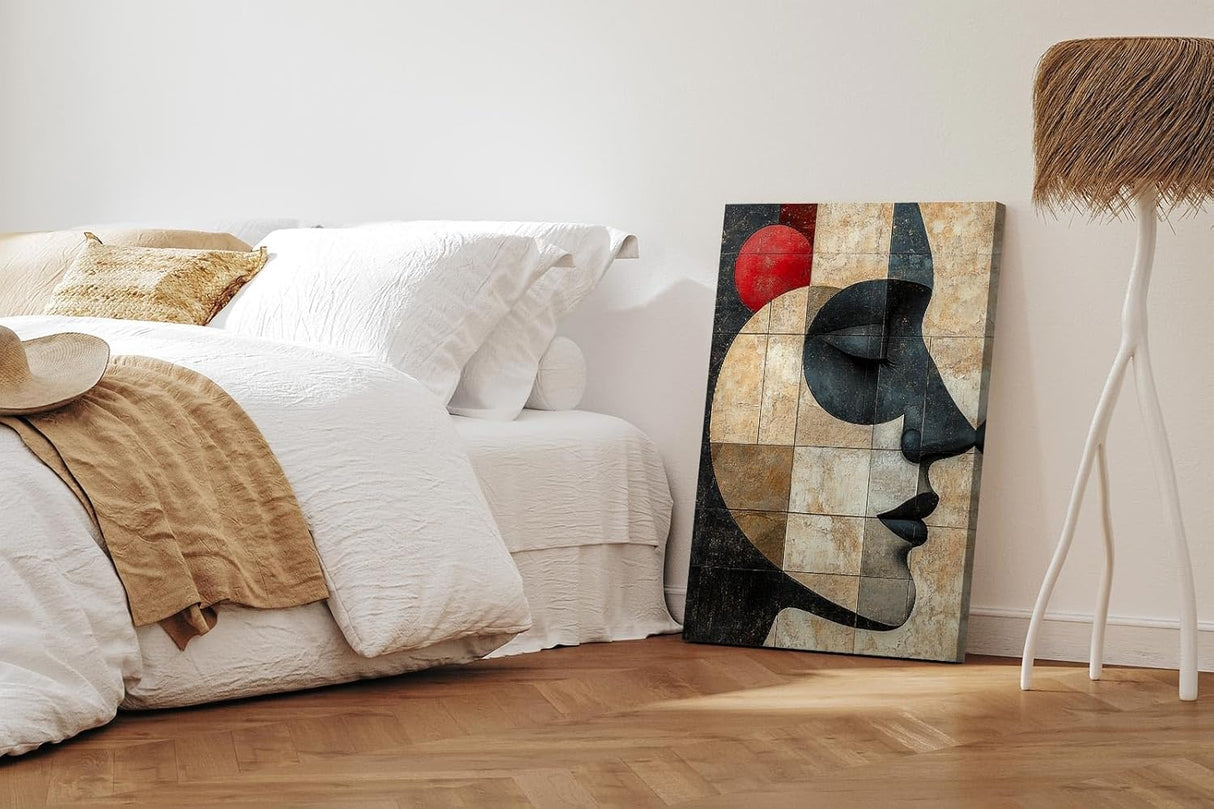 Paul Sinus 60x90cm Wandbild Silent Grace – Abstraktes Frauenprofil in ruhiger Farbkomposition auf Leinwand Holzrahmen