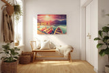 Sinus Art Wandbild 120x80cm Spektakuläre Lichtstimmung mit glühendem Himmel und ruhiger Seeoberfläche schafft eine lebendige Naturkulisse