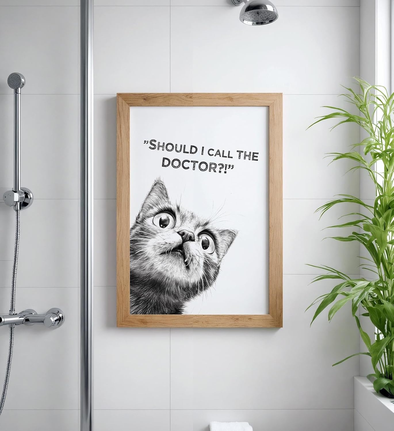 Paul Sinus Poster/Leinwandbild/Rahmenoption Lustiges Katzenbild – Witzige Klo-Deko fürs Gäste-WC – Perfekt für Humorvolle