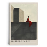 Paul Sinus Leinwandbild 40x60cm minimalistische Darstellung einer einsamen Figur in Rot auf Betonarchitektur, beeindruckende Wandkunst