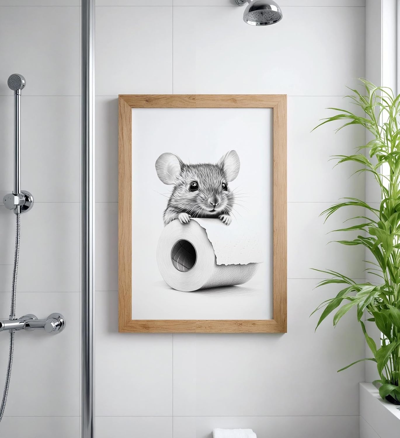 Paul Sinus Poster/Leinwandbild/Rahmenoption Lustiges Mausbild – Witzige Klo-Deko fürs Gäste-WC – Perfekt für Tierfreunde