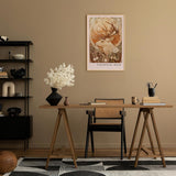 Paul Sinus Leinwandbild 40x60cm kunstvolles Hirschporträt mit filigranen Ornamenten und mystischer Naturästhetik, elegante Wandkunst in warmen Erdtönen