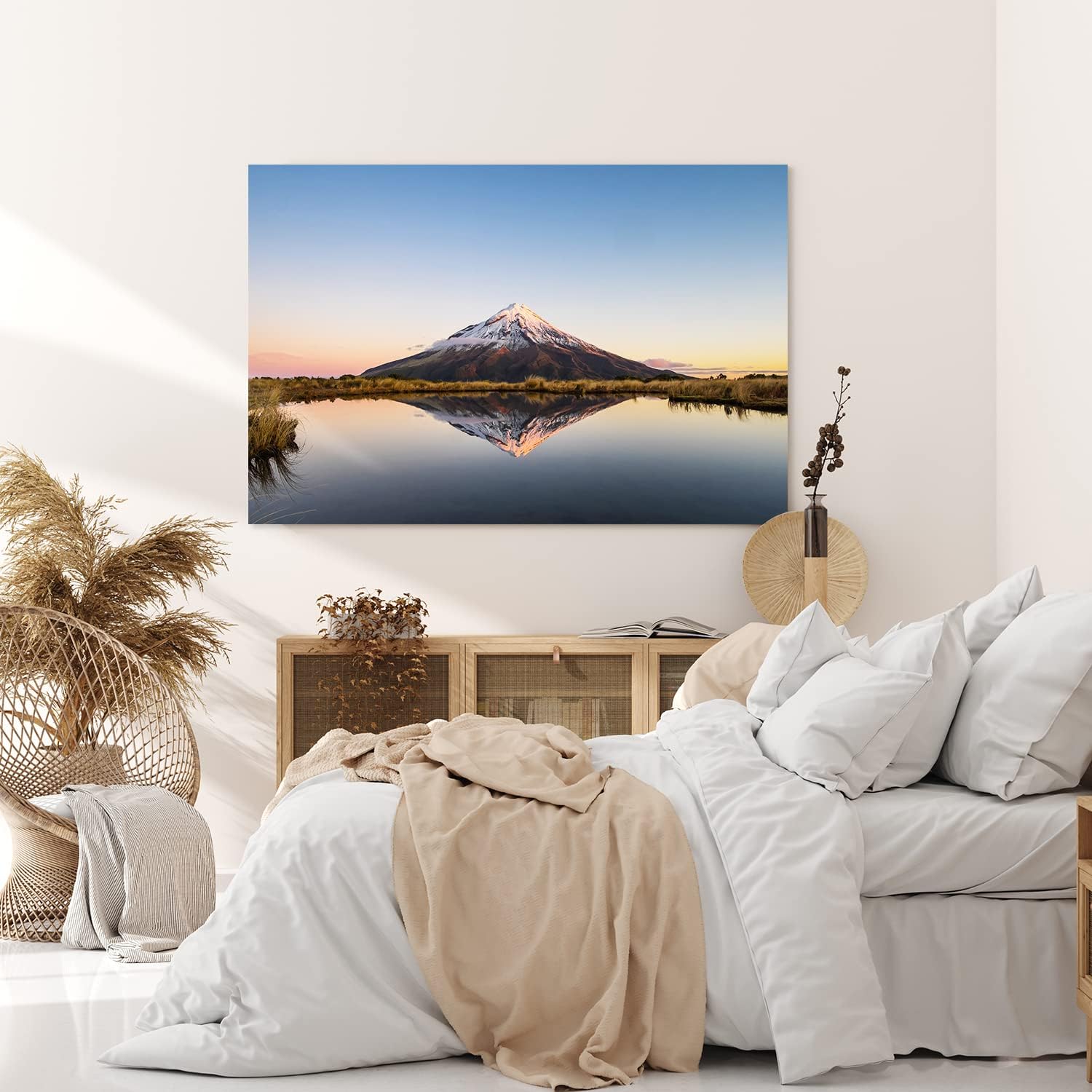 Paul Sinus Wandbild 120x80cm Taranaki Vulkan Neuseeland See Berg Sonnenuntergang