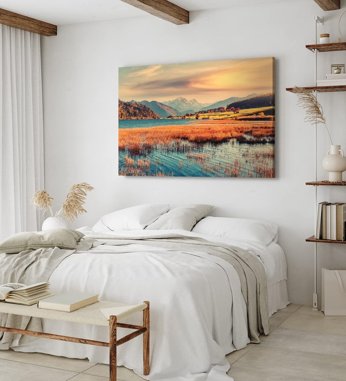 Paul Sinus Wandbild 120x80cm Berge Natur Landschaft See Wälder Gebirge Sonnenuntergang