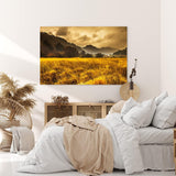 Paul Sinus Wandbild 120x80cm Landschaftsbild Natur Feld Berge dunkler Himmel