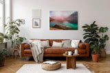Sinus Art Wandbild 120x80cm Faszinierende Felslandschaft mit türkisfarbenem Wasser und warmem Lichtspiel