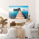 Paul Sinus Wandbild 120x80cm Holzsteg zur Insel Meer Strand Thailand Felsen Sommer
