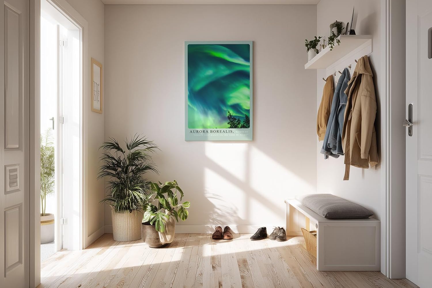 Paul Sinus Kunstdruck 40x60cm Aurora Borealis über Norwegen – Farben der Nacht am Himmel eingefangen