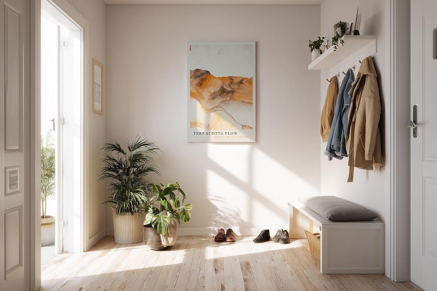 Paul Sinus Kunstdruck 40x60cm Terracotta Flow Abstrakt Malerei Mineralfarben Beige Braun Kunstwerk