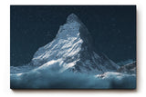 Sinus Art Wandbild 120x80cm Silbrig schimmernder Gipfel des Matterhorns vor dunklem Nachthimmel
