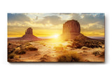 Sinus Art Wandbild 120x80cm Dramatischer Sonnenuntergang mit Wüstenformationen und weitem Himmel