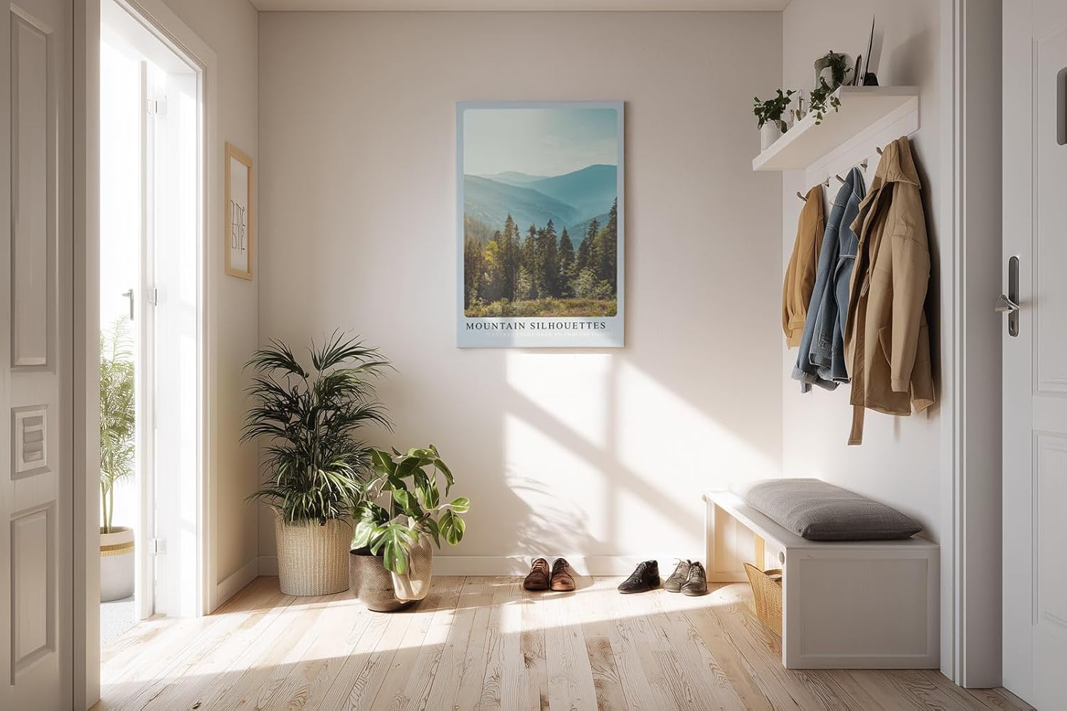 Paul Sinus Kunstdruck 40x60cm Mountain Silhouettes mit Waldpanorama in Pastelltönen