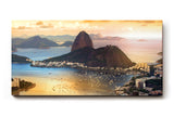 Sinus Art Wandbild 120x80cm Spektakuläre Aussicht auf die Bucht von Rio mit dem Zuckerhut im Licht der Abendsonne