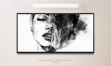 Frauen Gesicht ca. 130x70cm Wandbild inklusive Schattenfugenrahmen schwarz - Panorama Leinwand Bild XXL Format Wandbilder Wohnzimmer Wohnung Deko Kunstdrucke