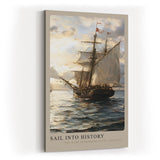 Paul Sinus Kunstdruck 40x60cm Sail Into History – Historisches Segelschiff auf ruhiger See bei untergehender Sonne in Ölmalerei