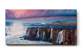 Sinus Art Wandbild 120x80cm Mächtige Wasserfälle vor weitläufiger Landschaft mit intensivem Himmel