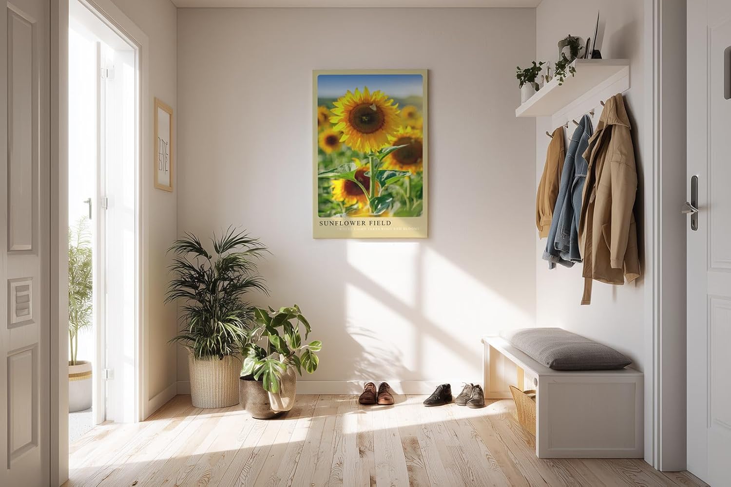 Paul Sinus Kunstdruck 40x60cm Sunflower Field – leuchtendes Sonnenblumenfeld mit Schmetterling