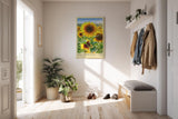 Paul Sinus Kunstdruck 40x60cm Sunflower Field – leuchtendes Sonnenblumenfeld mit Schmetterling