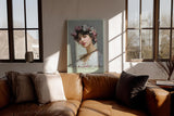 Paul Sinus Wandbild in 40x60cm The Flower Crown romantisches Porträt einer jungen Frau mit Blumenkranz in zarten Pastellfarben