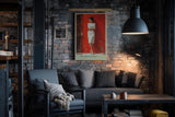 Paul Sinus Wandbild in 40x60cm Frau in weißem Kleid an roter Tür – elegantes Porträt mit zeitloser Ausstrahlung