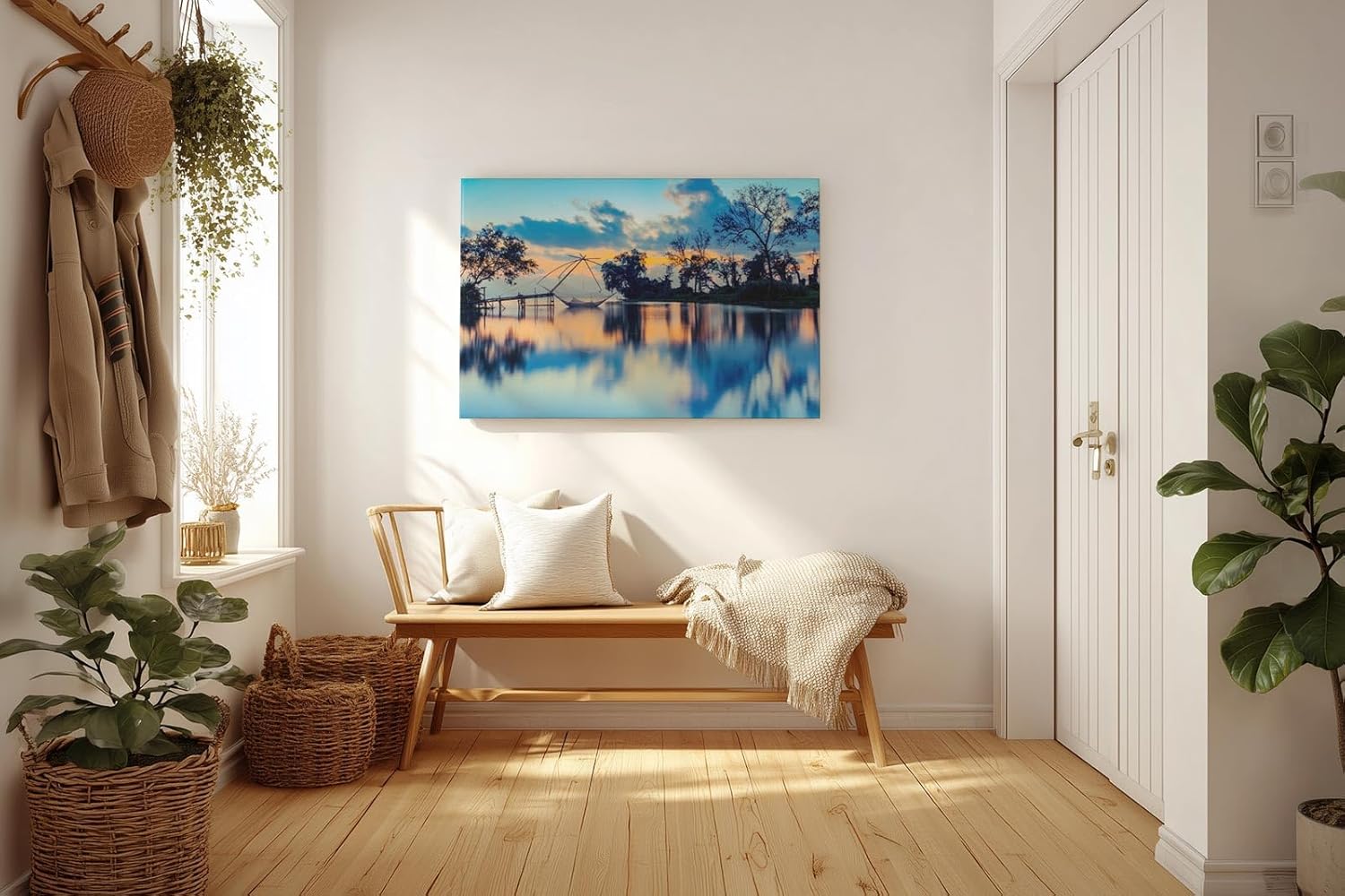 Sinus Art Wandbild 120x80cm Faszinierende Komposition aus Licht, Wasser und Natur im Morgen- oder Abendlicht