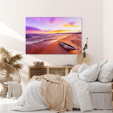 Paul Sinus Wandbild 120x80cm Südseeparadies Meer Strand Sonnenuntergang Abendröte Boot