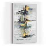 Paul Sinus Kunstdruck 40x60cm Crossing Layers – Abstrakte Komposition mit dynamischen Farbstrukturen in Gold, Grün und Schwarz
