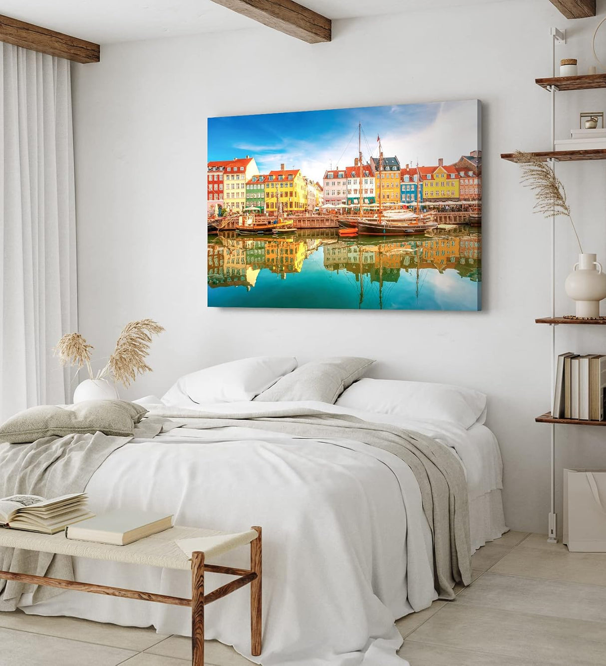 Paul Sinus Wandbild 120x80cm Kopenhagen Dänemark Boote bunte Häuser Promenade