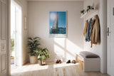Paul Sinus Kunstdruck 40x60cm Ocean Glide Segelboot bei Sonnenlicht White Sails Under Blue Sky