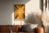 Paul Sinus Wandbild in 40x60cm Autumn Cathedral Goldgelbes Blätterdach aus der Froschperspektive mit strahlendem Sonnenlicht für herbstliche Raumakzente