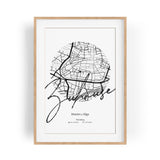Paul Sinus Bilderrahmen personalisierter Stadtplan mit deinen GPS Koordinaten und Namen. 30cm x 42cm Holz Wechselrahmen mit Glas und Passepartout. Moderne Geschenkidee zum Geburtstag (ohne Rahmen)