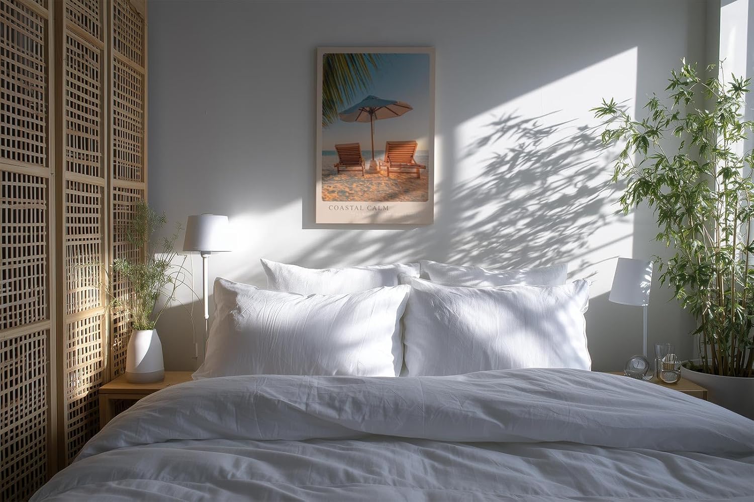 Paul Sinus Kunstdruck 40x60cm Coastal Calm Strand Liegestühle Sonnenschirm Urlaub Ruhe Tropen