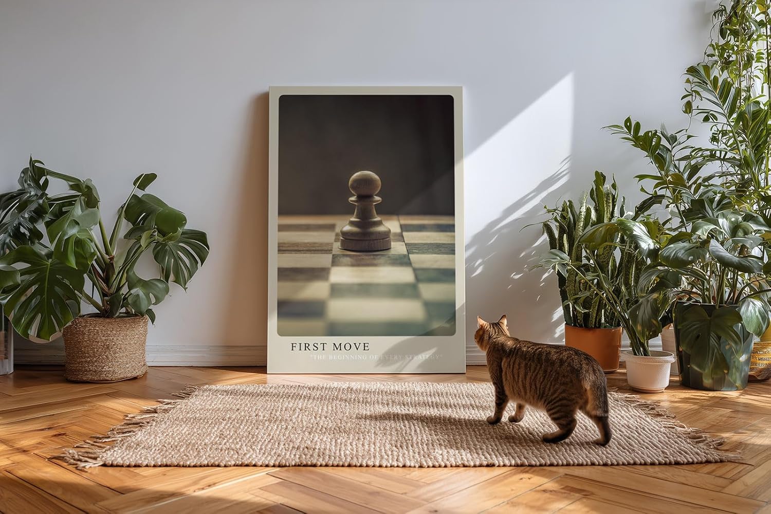 Paul Sinus Kunstdruck 40x60cm First Move mit Schachfigur auf Schachbrett in Nahaufnahme