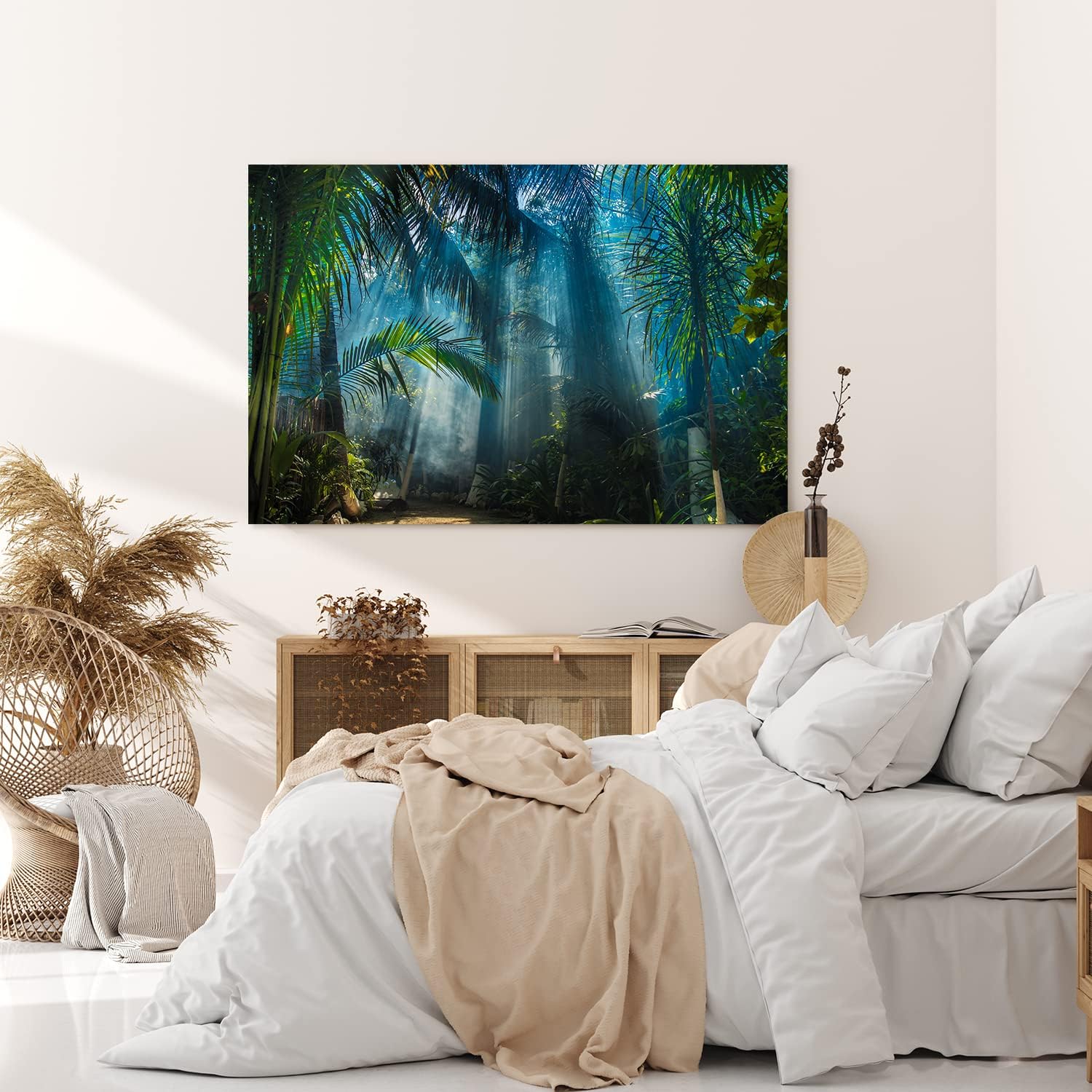Paul Sinus Wandbild 120x80cm Dschungel Palmen Tropisch Lichtstrahlen Grün Bäume